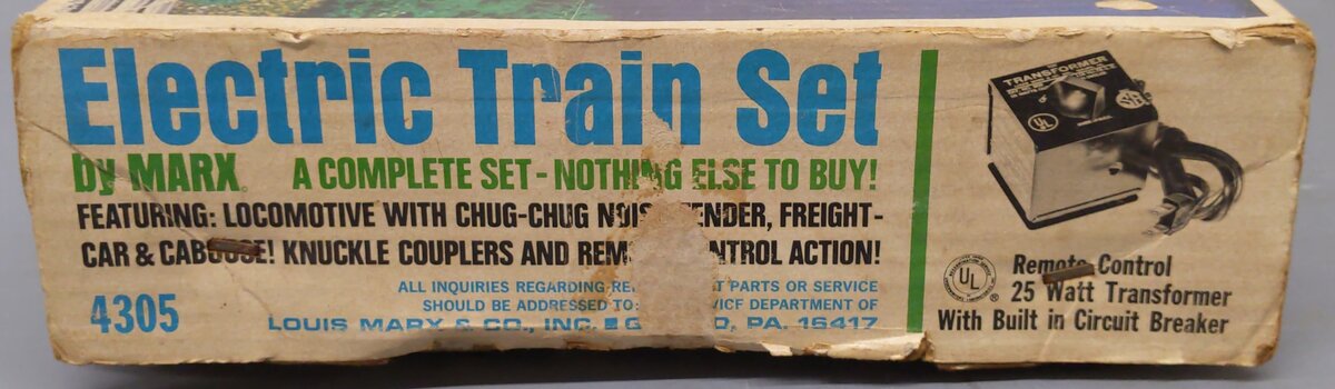 Marx 4305 Vintage O Electric Train Set/Box