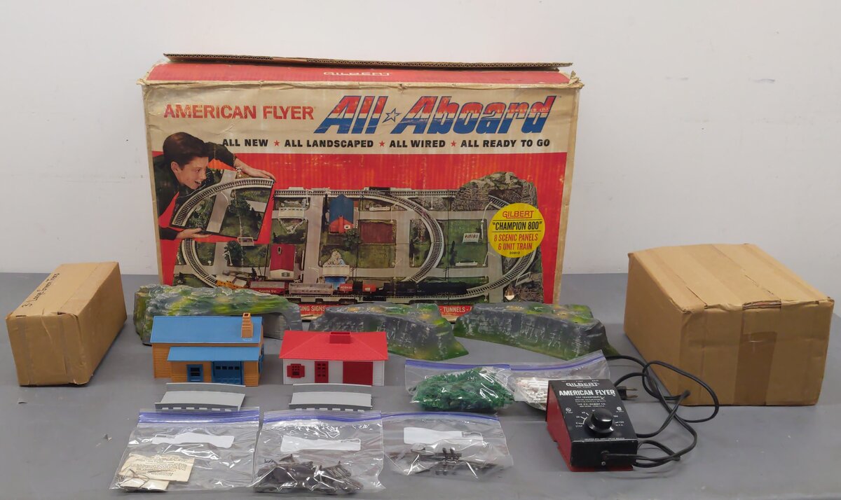 American Flyer 20812 Vintage S The Champion Train Set Scenery VG/Box