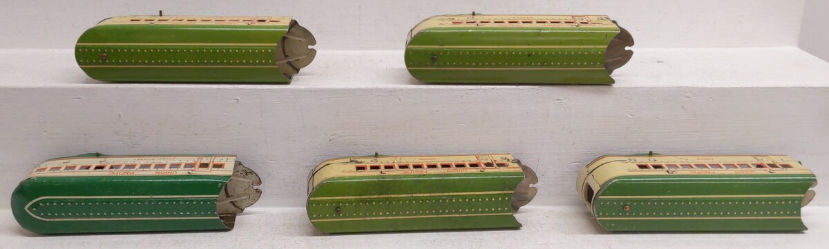 Marx M10005 Vintage O Gauge UP Tinplate Multi Unit Streamliner Passenger Cars VG