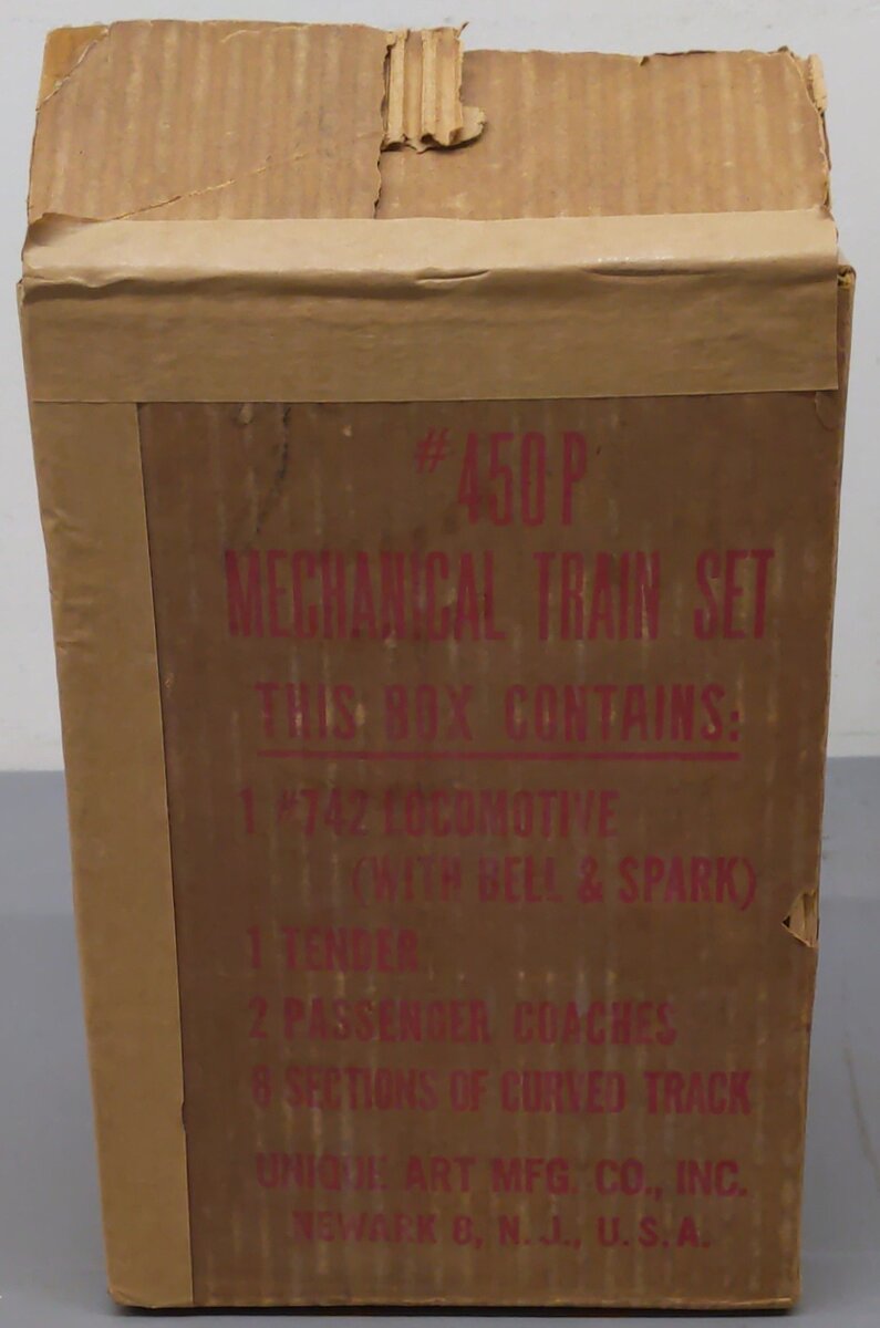 Unique 742 Vintage O Turn Key Steam Locomotive Lithographed Tin Freight Set/Box