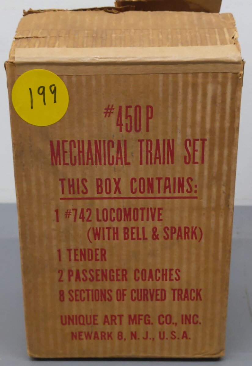 Unique 742 Vintage O Turn Key Steam Locomotive Lithographed Tin Freight Set/Box
