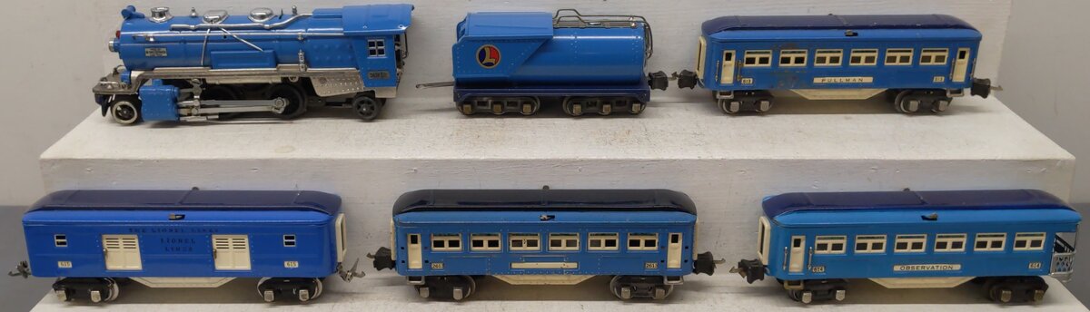 Lionel 263E VIntage O Prewar Baby Blue Comet Steam Passenger Car Set