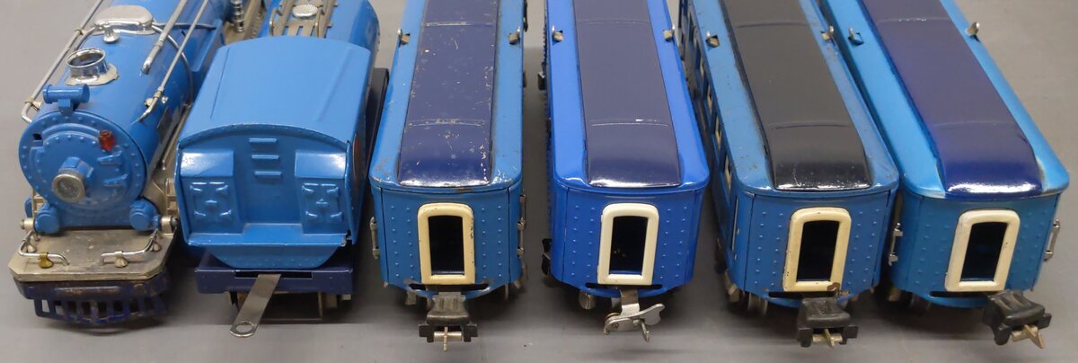 Lionel 263E VIntage O Prewar Baby Blue Comet Steam Passenger Car Set
