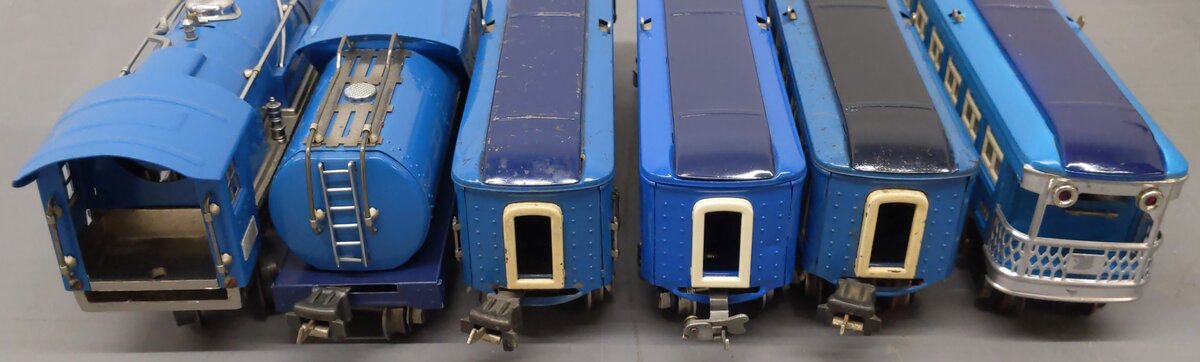 Lionel 263E VIntage O Prewar Baby Blue Comet Steam Passenger Car Set