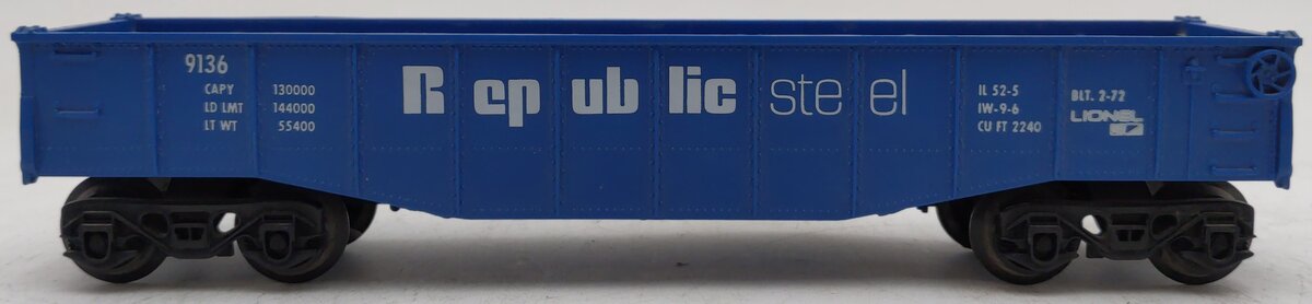 Lionel 6-9136 O Gauge Republic Steel Gondola #9136 EX
