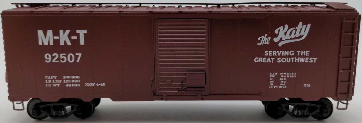 American Models 1152 S Scale MKT 40' Box Car #92507 - Scale Wheels EX/Box