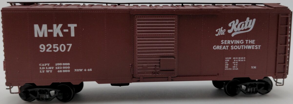 American Models 1152 S Scale MKT 40' Box Car #92507 - Scale Wheels EX/Box