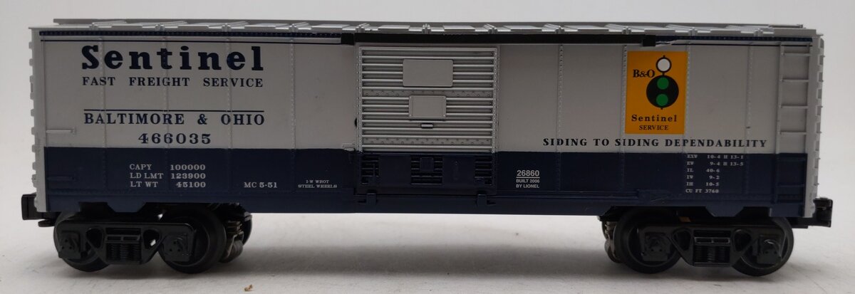 Lionel 6-26860 O Gauge B&O Box Car #466035 w/ Sound EX