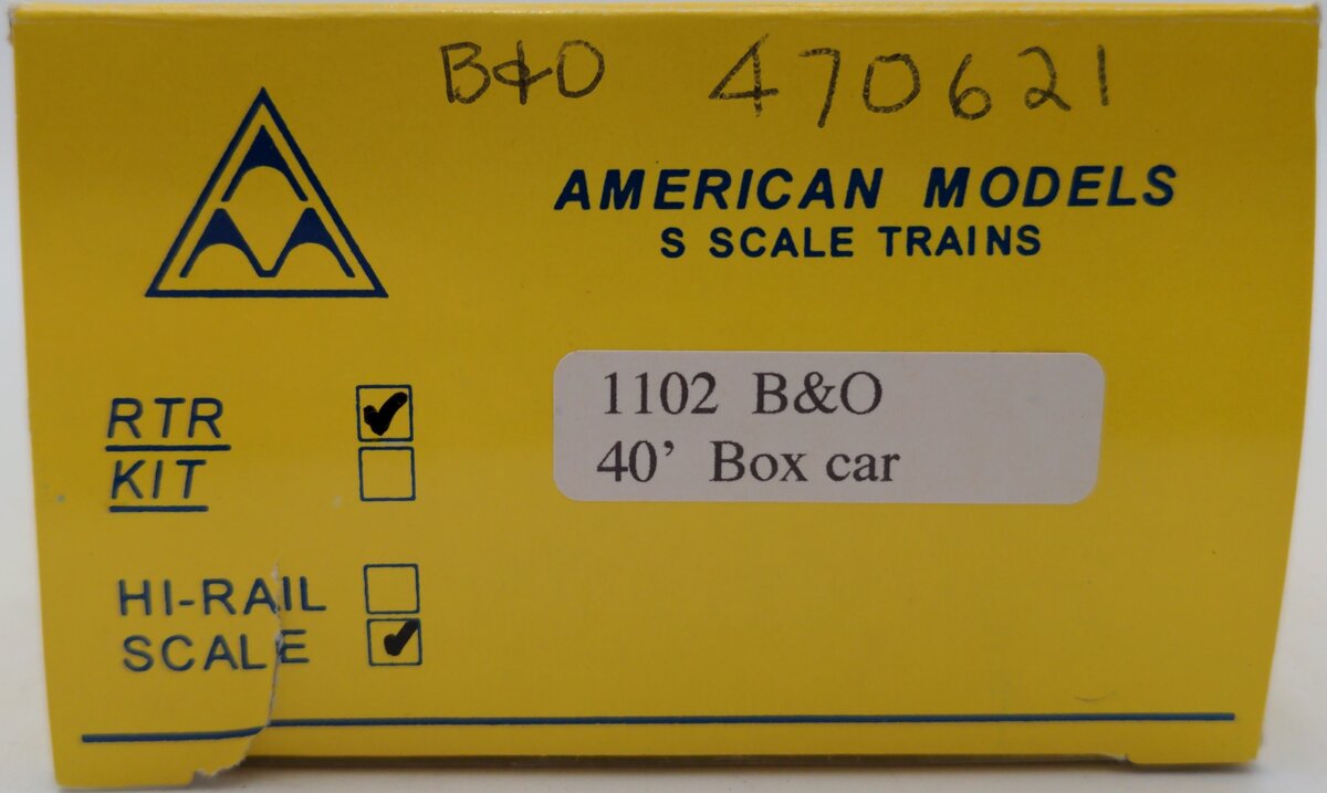 American Models 1102 S Scale Baltimore & Ohio 40' Boxcar #470621 EX/Box