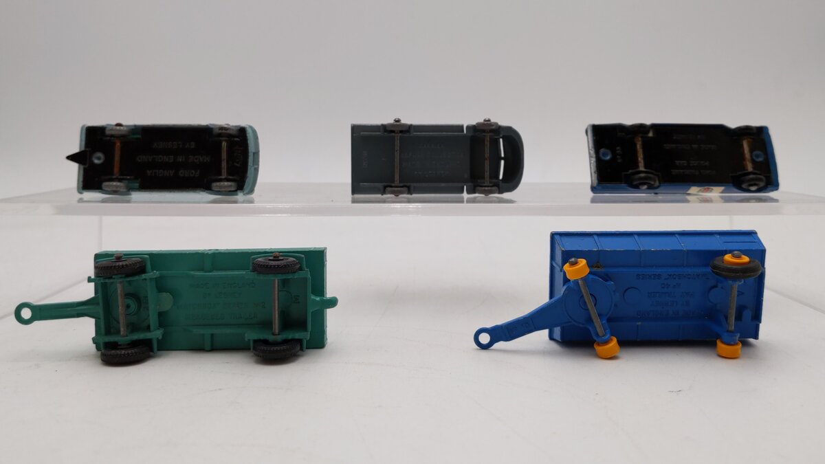 Lesney Assorted Matchbox Vehicles & Trailers: 2, 7, 38, 40, 55 [5] VG