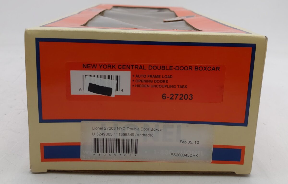 Lionel 6-27203 O Gauge New York Central Double Door Boxcar #75509 LN/Box