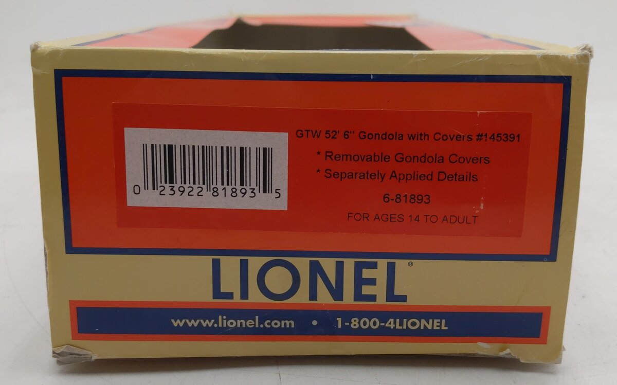 Lionel 6-81893 O 52' Gondola w/Covers GTW #145390