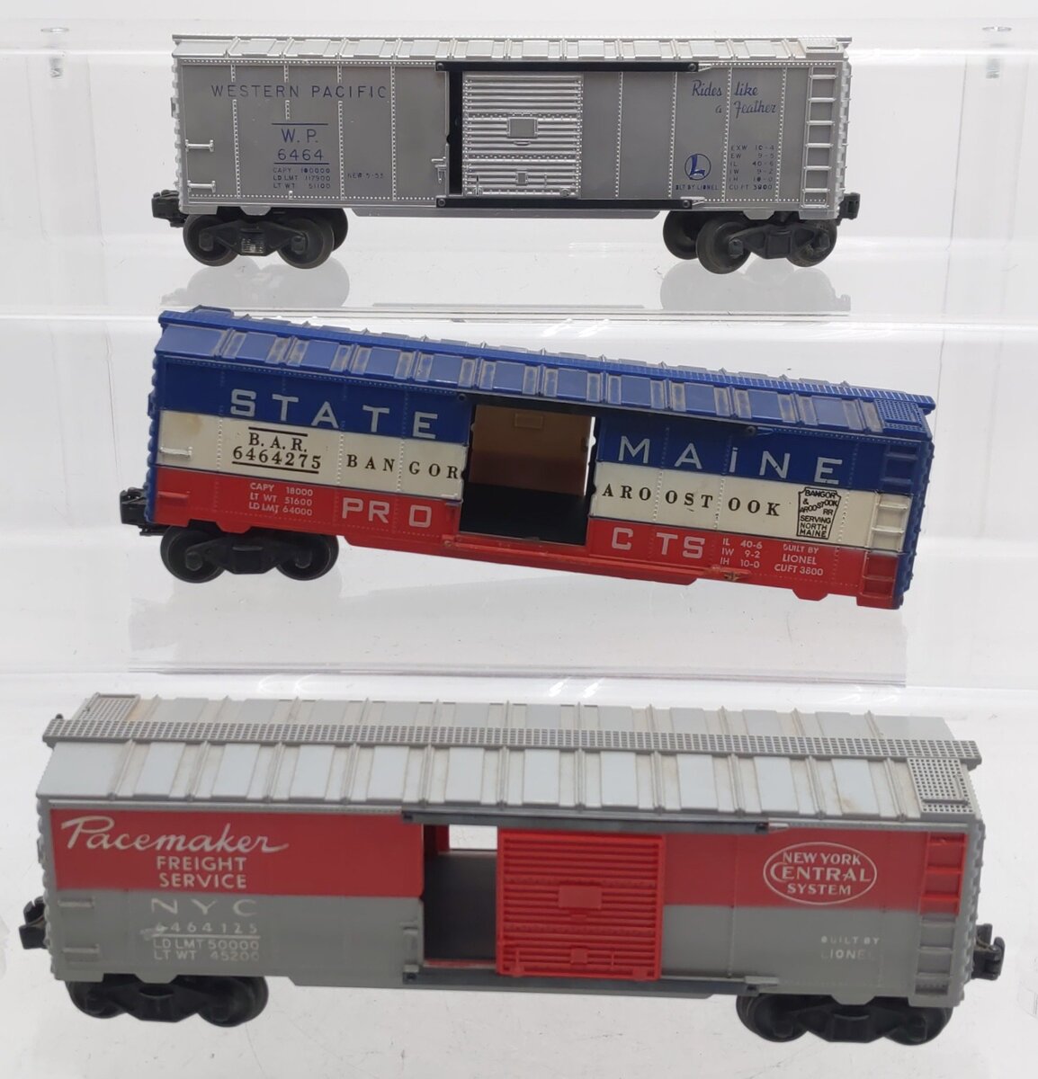 Lionel Vintage O Gauge Boxcars #6464,6464-275,6464-125 [3] VG