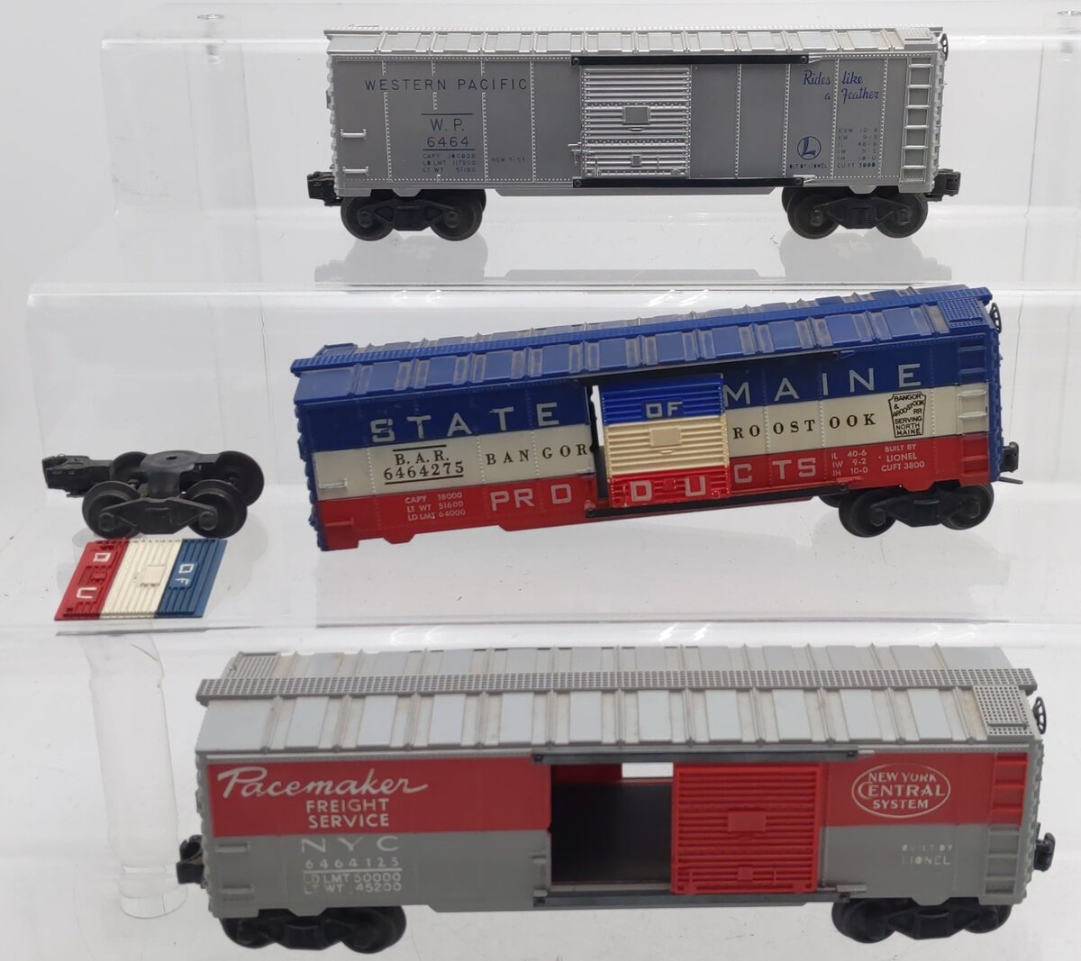 Lionel Vintage O Gauge Boxcars #6464,6464-275,6464-125 [3] VG