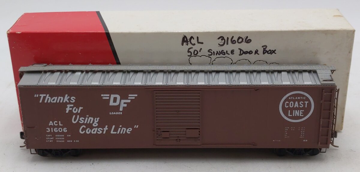 Pacific Rail B-504 S Scale Atlantic Coast Line 50' SGL SLDG DR Boxcar #31606 EX/Box