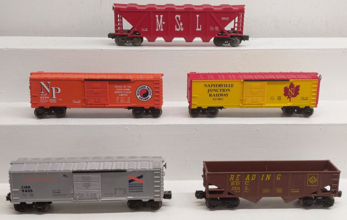 Lionel O Gauge Freight Cars: 6-9413, 6-9770, 6-9405, 6-9015, 6-9213 [5] VG