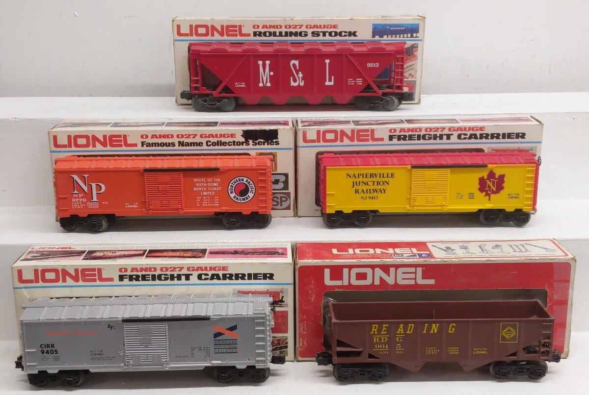 Lionel O Gauge Freight Cars: 6-9413, 6-9770, 6-9405, 6-9015, 6-9213 [5] VG