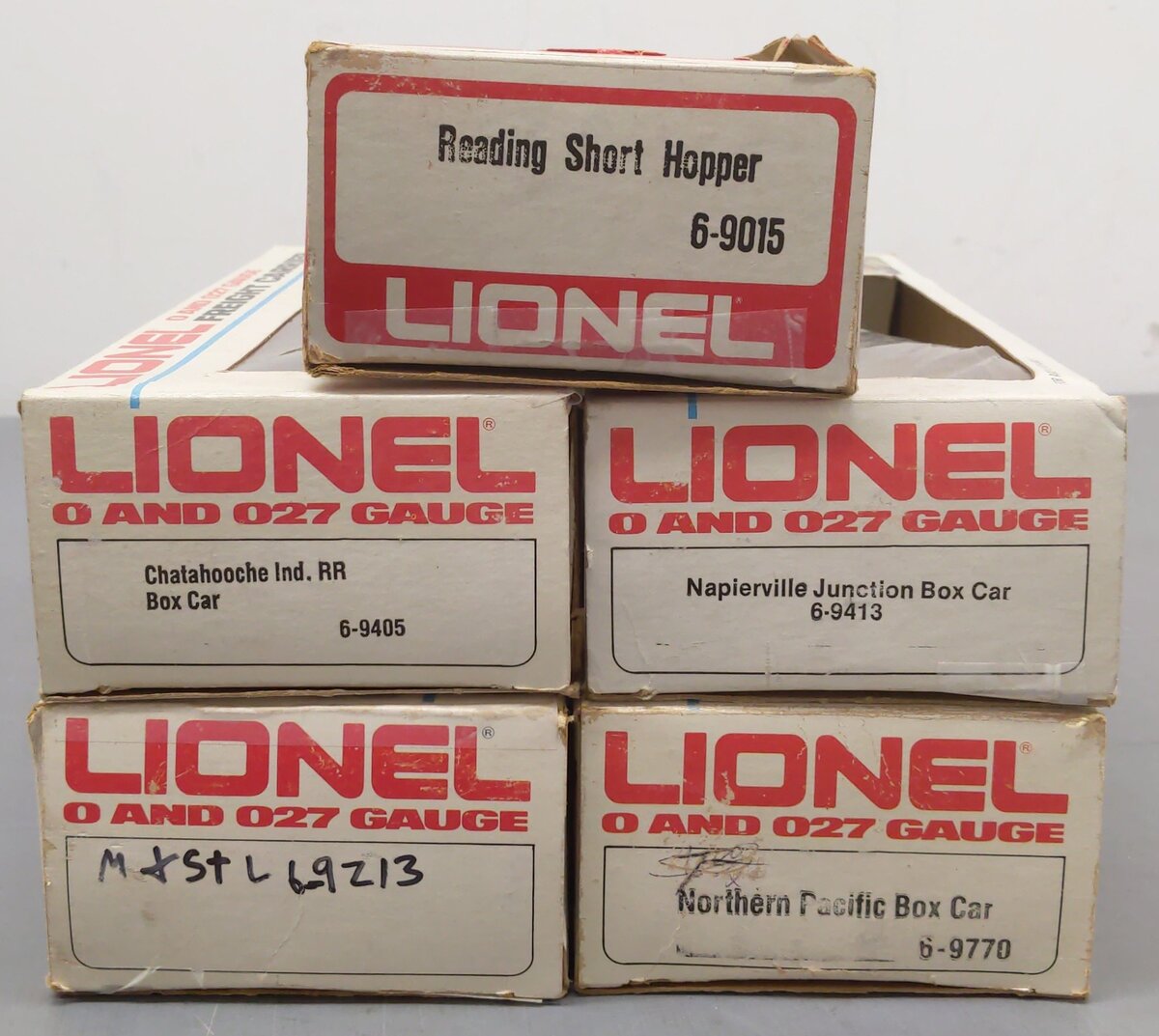 Lionel O Gauge Freight Cars: 6-9413, 6-9770, 6-9405, 6-9015, 6-9213 [5] VG