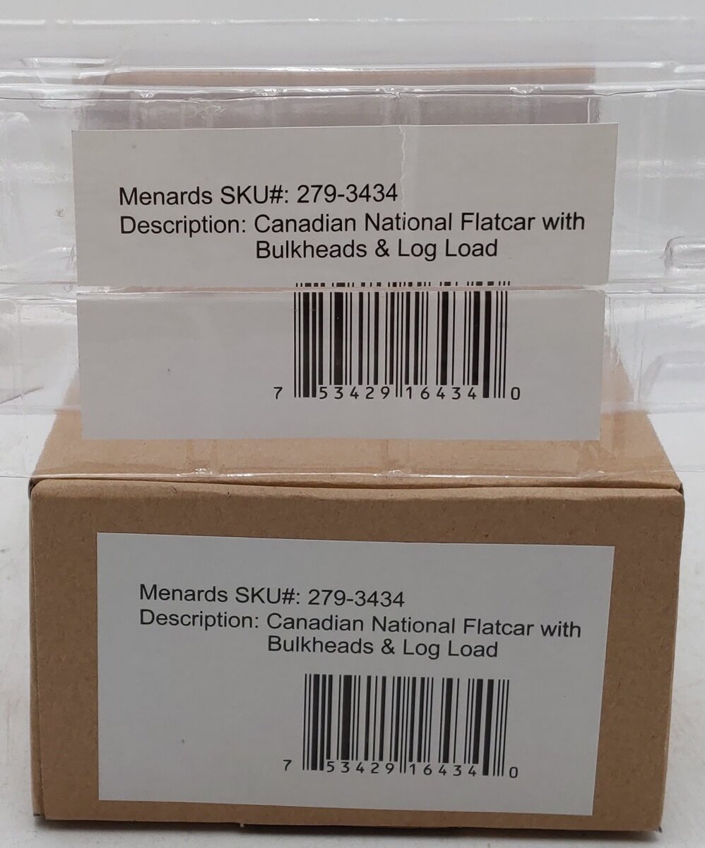 Menards 279-3434 O Canadian National Flatcar w/ Log Load #6127 EX/Box