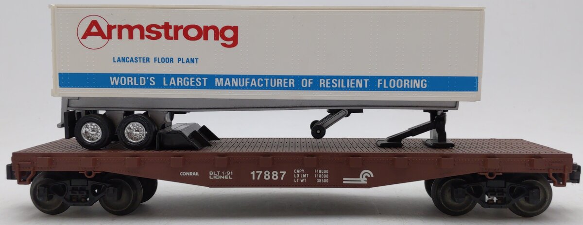 Lionel 6-17887 O Gauge LCCA Conrail Flatcar w/ Armstrong Trailer #17887 EX/Box