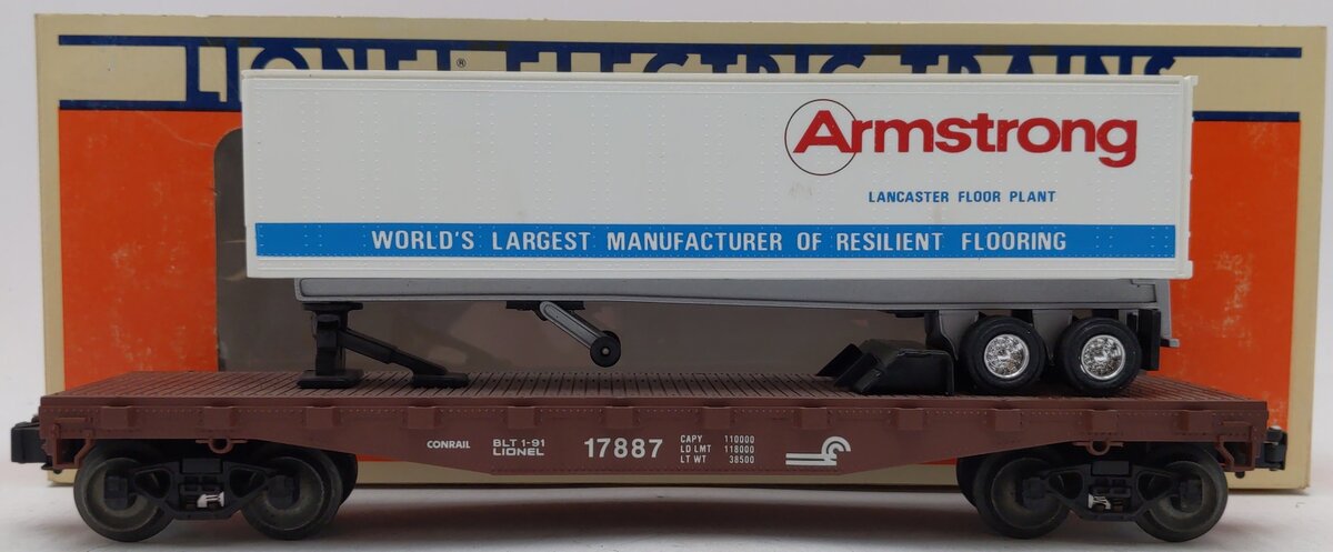Lionel 6-17887 O Gauge LCCA Conrail Flatcar w/ Armstrong Trailer #17887 EX/Box