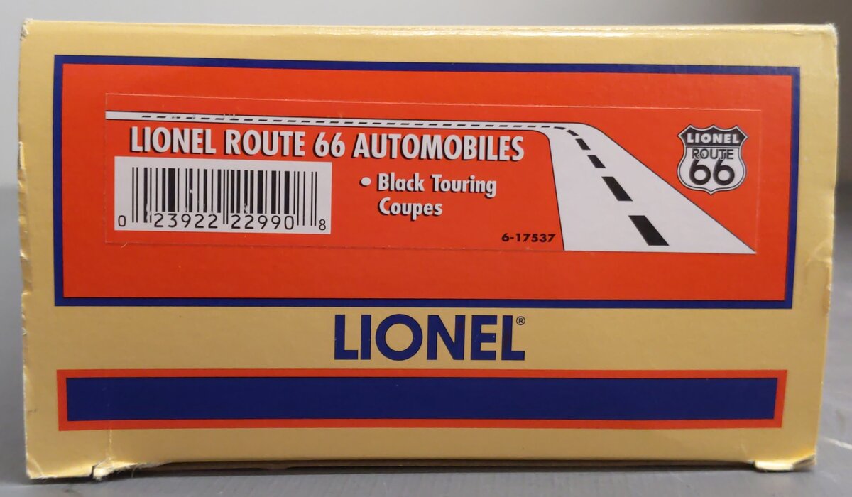 Lionel 6-17537 O Gauge Route 66 Flatcar with 2 Touring Coupes EX/Box