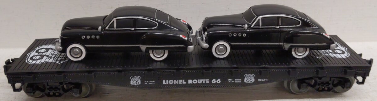 Lionel 6-17537 O Gauge Route 66 Flatcar with 2 Touring Coupes EX/Box