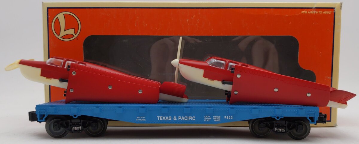 Lionel 6-17516 O Gauge Texas & Pacific Flatcar w/2 Beechcraft Bonanza Planes EX/Box