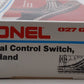 Lionel 6-5021 O27 Gauge Left Hand Manual Control Switch EX/Box
