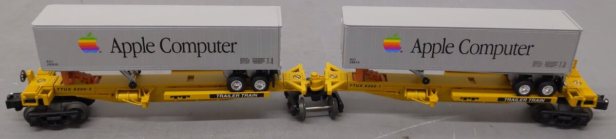 Lionel 6-26908 O Gauge T.T.U.X. Flatcars w/Apple Computer Trailers EX/Box