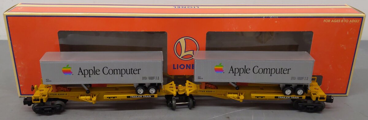 Lionel 6-26908 O Gauge T.T.U.X. Flatcars w/Apple Computer Trailers EX/Box
