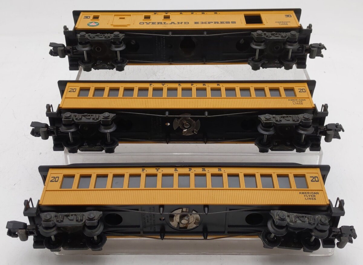 American Flyer Vintage S Gauge FY&PRR Passenger Cars #20,20,30 [3] VG
