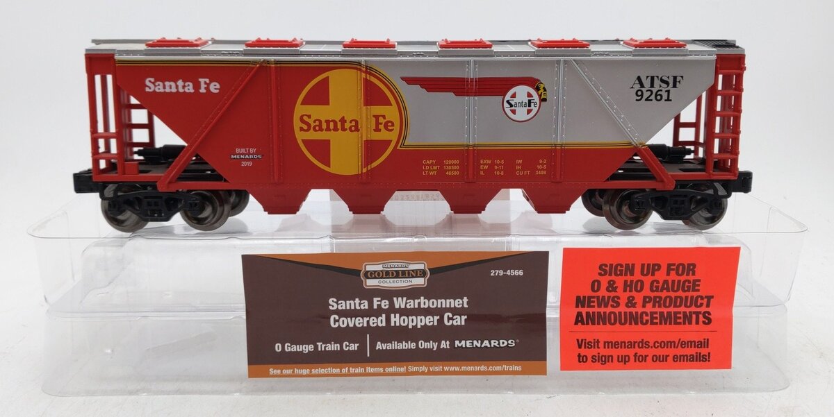 Menards 279-4566 O Gauge Santa Fe Covered Hopper #9261 EX/Box