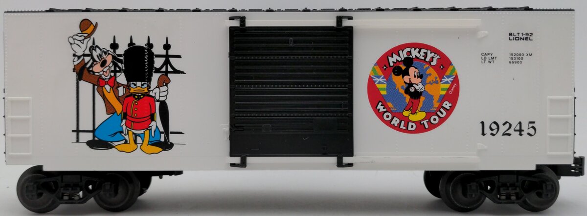 Lionel 6-19245 O Gauge Disney Mickey‘s World Tour Hi Cube Boxcar #19245 EX/Box
