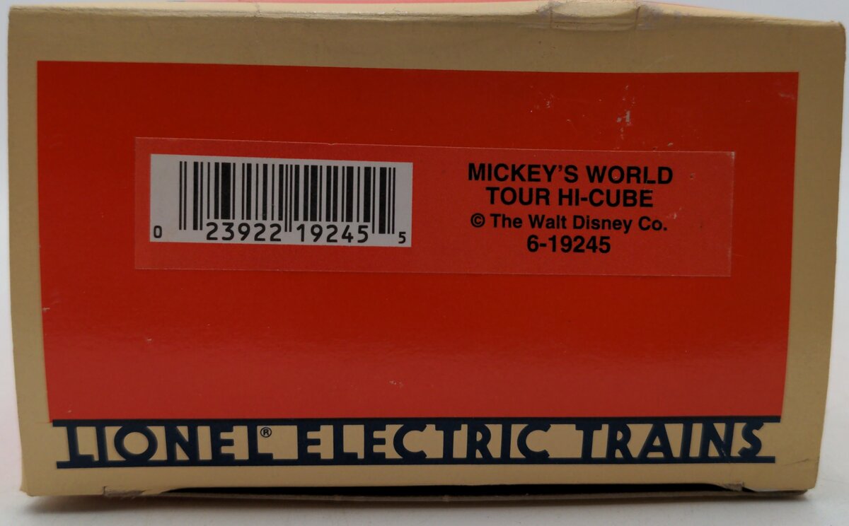 Lionel 6-19245 O Gauge Disney Mickey‘s World Tour Hi Cube Boxcar #19245 EX/Box
