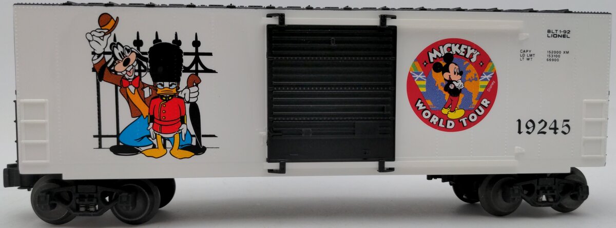 Lionel 6-19245 O Gauge Disney Mickey‘s World Tour Hi Cube Boxcar #19245 EX/Box
