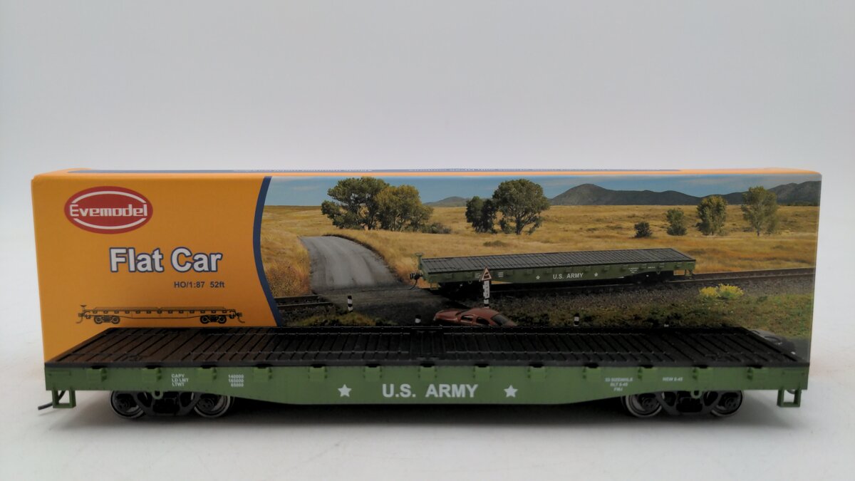 Evemodel HO Scale U.S. Army Flat Car VG/Box