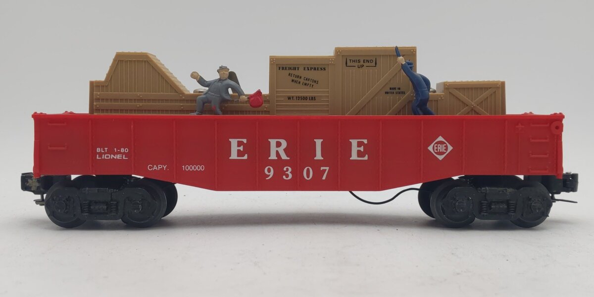 Lionel 6-9307 O Gauge Erie Animated Cop & Hobo Gondola #9307 EX