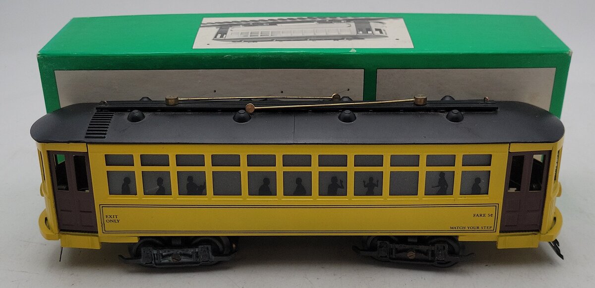 Bowser 551-050124 O Gauge Rail Yellow Tinplate Brill Trolley VG/Box