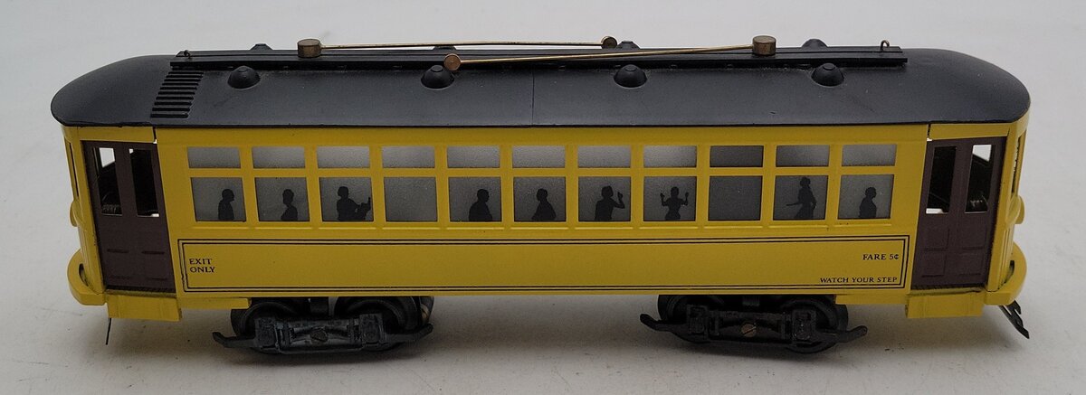 Bowser 551-050124 O Gauge Rail Yellow Tinplate Brill Trolley VG/Box