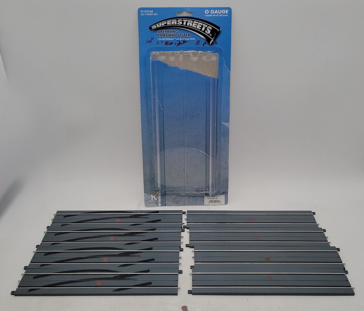 Lionel 6-21434 O SuperStreets 10" Straight Tracks (Set of 8) LN/Box
