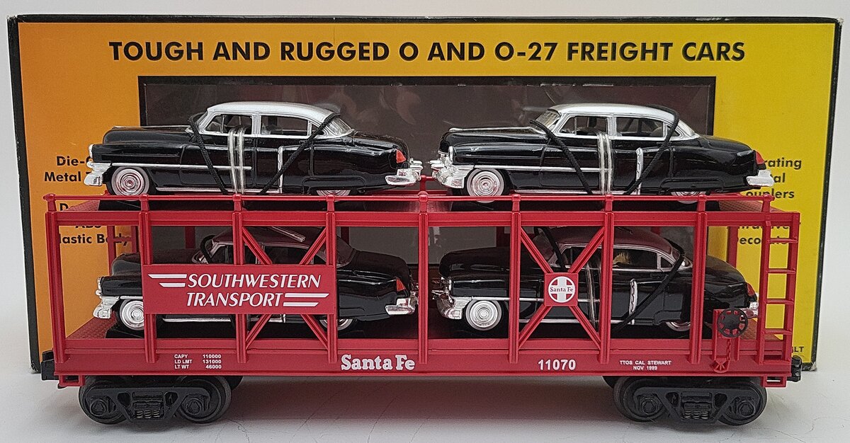 MTH 30-7659 O Gauge T.T.O.S. 1999 Auto Carrier w/ERTL 1952 Cadillac's #11070 EX/Box