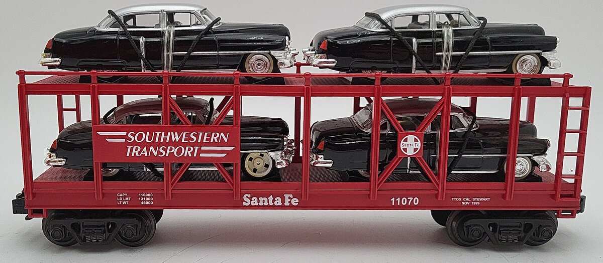 MTH 30-7659 O Gauge T.T.O.S. 1999 Auto Carrier w/ERTL 1952 Cadillac's #11070 EX/Box