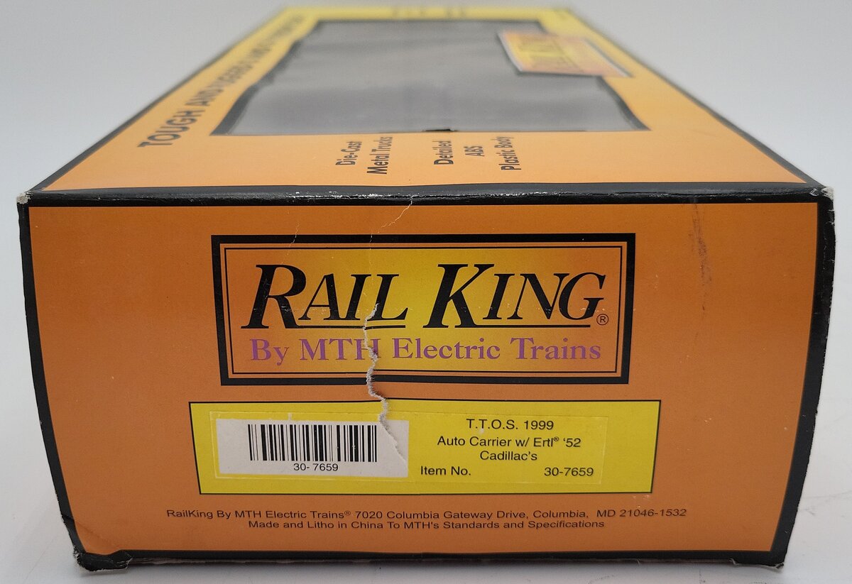 MTH 30-7659 O Gauge T.T.O.S. 1999 Auto Carrier w/ERTL 1952 Cadillac's #11070 EX/Box