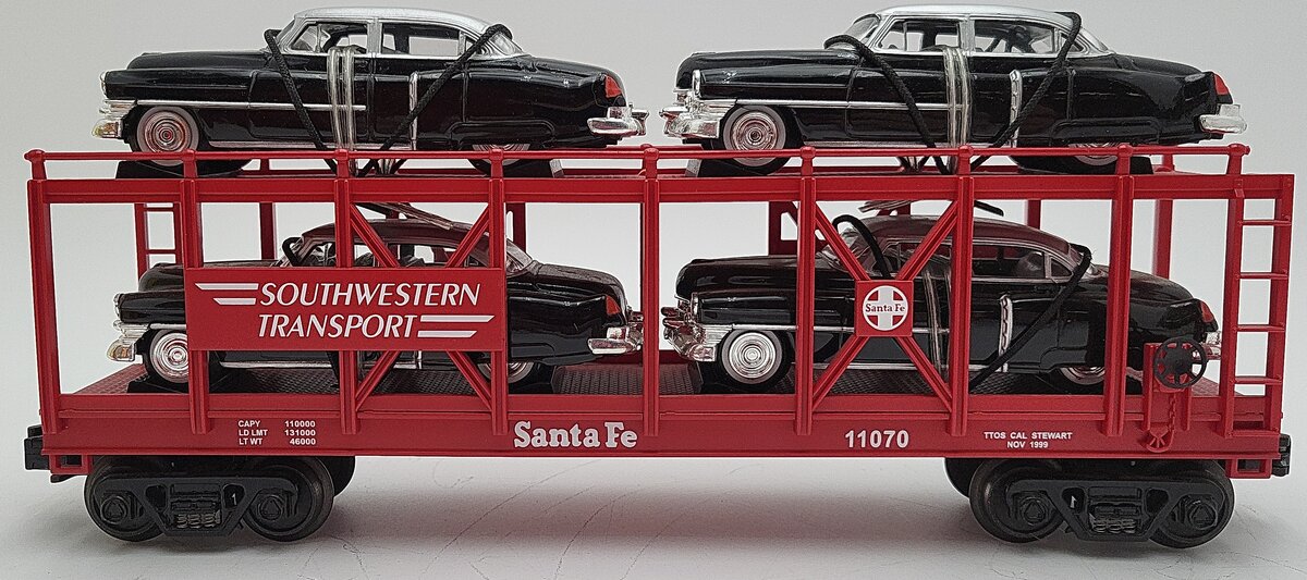 MTH 30-7659 O Gauge T.T.O.S. 1999 Auto Carrier w/ERTL 1952 Cadillac's #11070 EX/Box