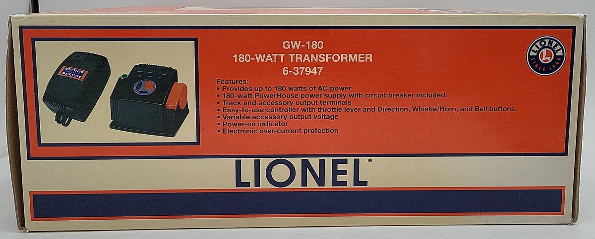 Lionel 6-37947 O GW-180 180 Watt Transformer EX/Box