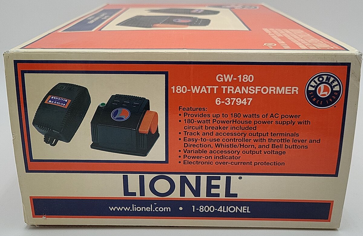 Lionel 6-37947 O GW-180 180 Watt Transformer EX/Box