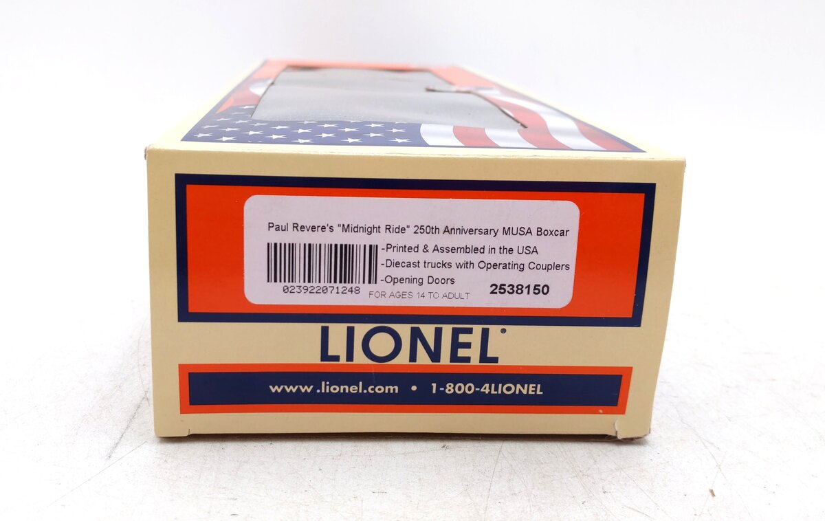 Lionel 2538150 O Paul Revere's "Midnight Ride" 250th Anniversary Boxcar LN/Box