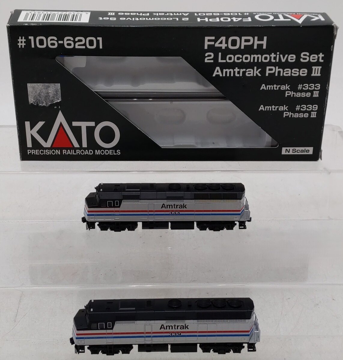 Kato 106-6201 N Amtrak Phase III F40PH Diesel Locomotive Set EX/Box