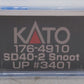 Kato 176-4910 N Scale Union Pacific SD40-2 Snoot Diesel Locomotive #3401 EX/Box